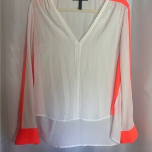 BCBGMaxAzria White and Orange Blouse